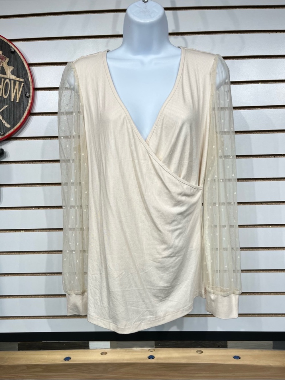 Fayenne wrap-style blouse size large